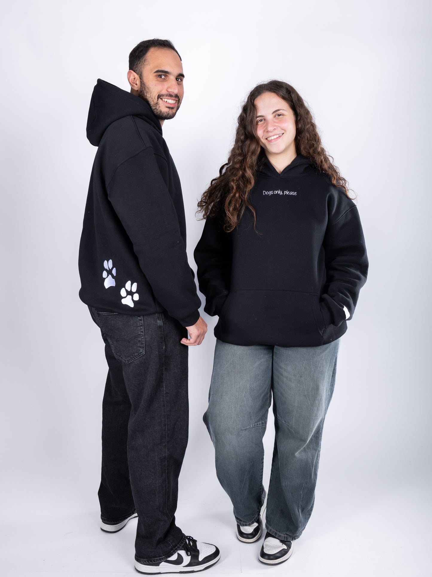 "Dogs only, please" Paw Hoodie Black