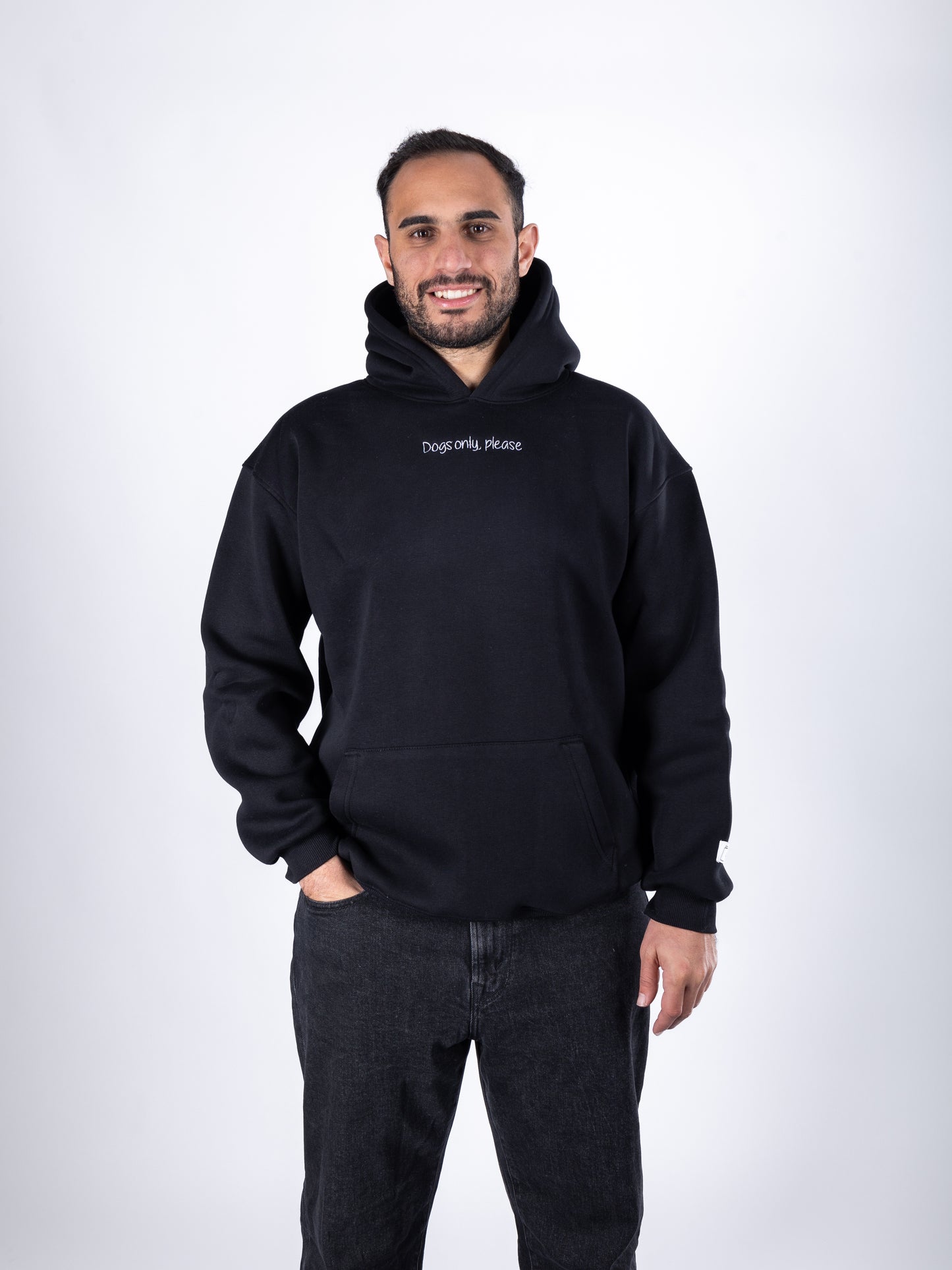 "Dogs only, please" Paw Hoodie Black
