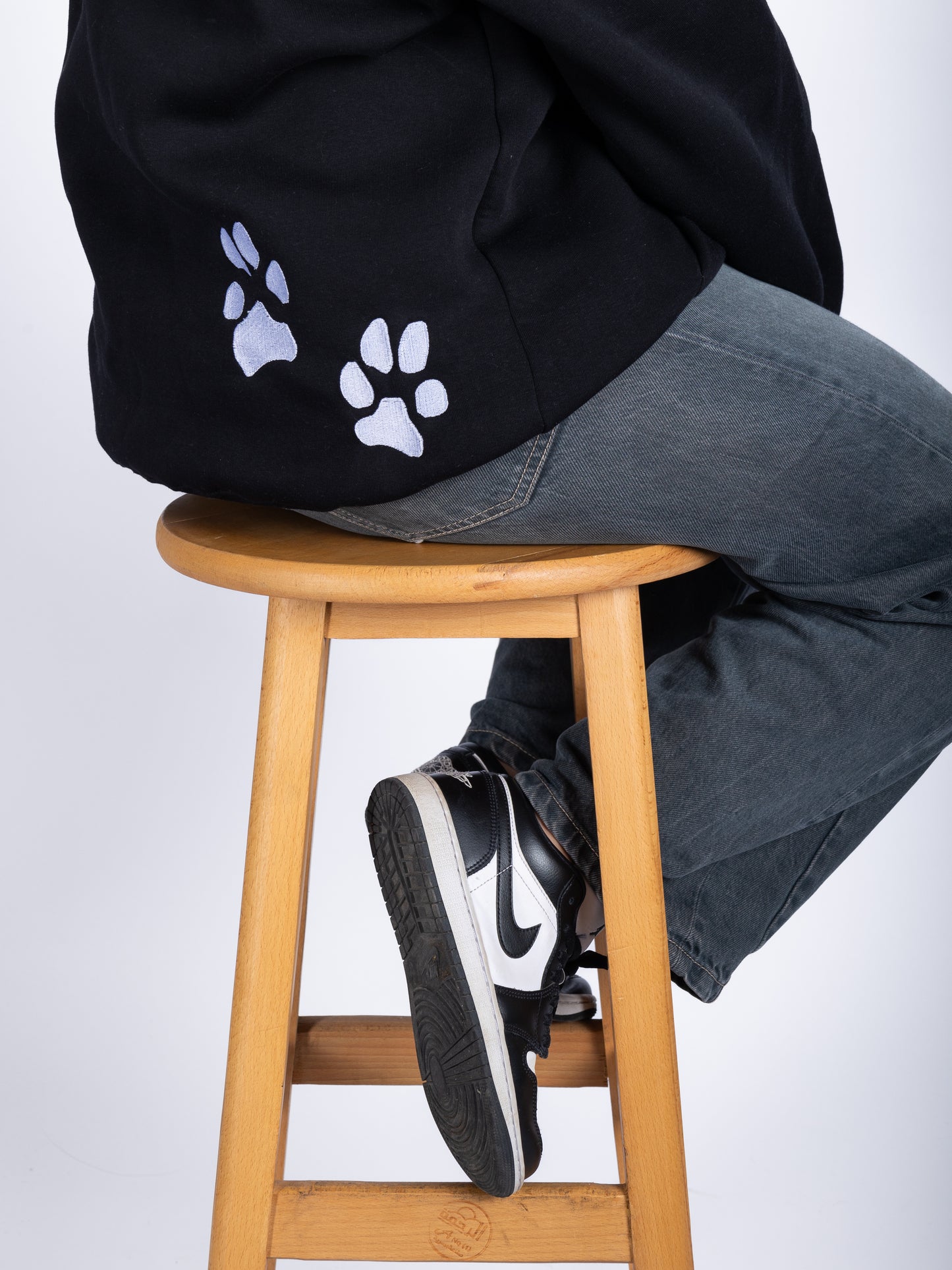 "Dogs only, please" Paw Hoodie Black