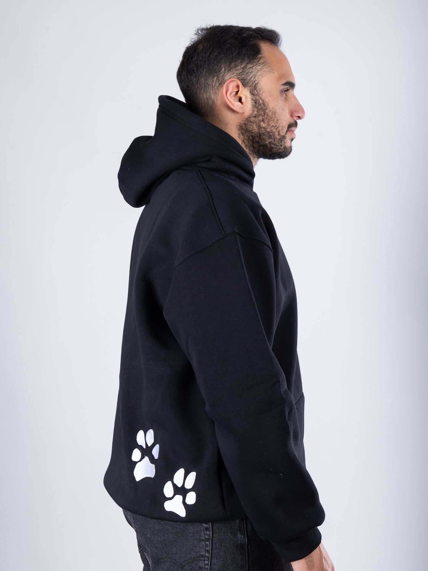 "Dogs only, please" Paw Hoodie Black