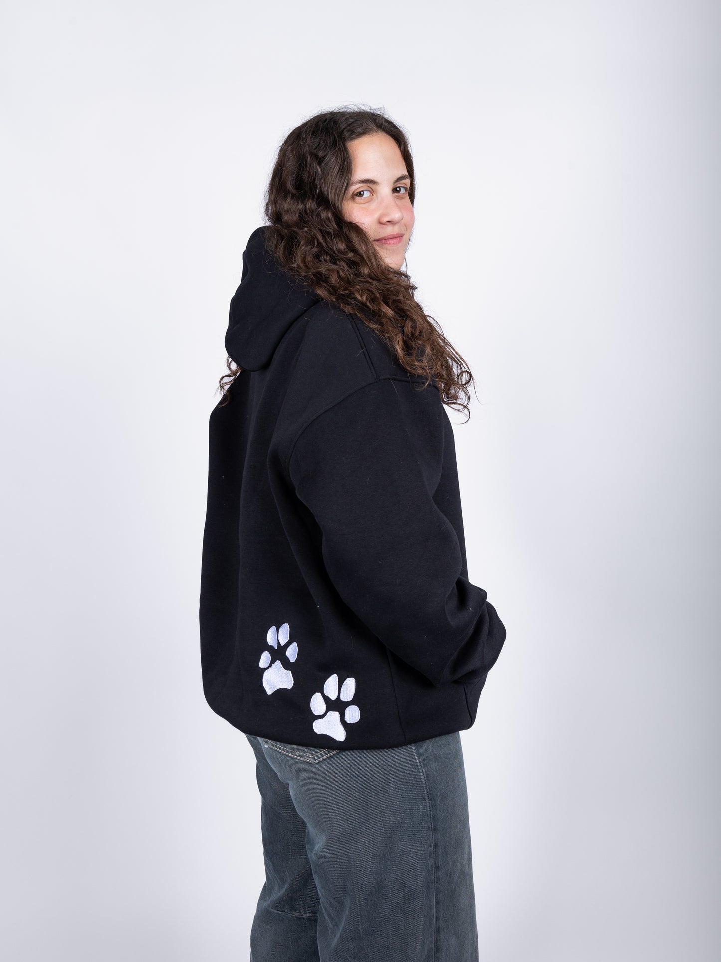 "Dogs only, please" Paw Hoodie Black