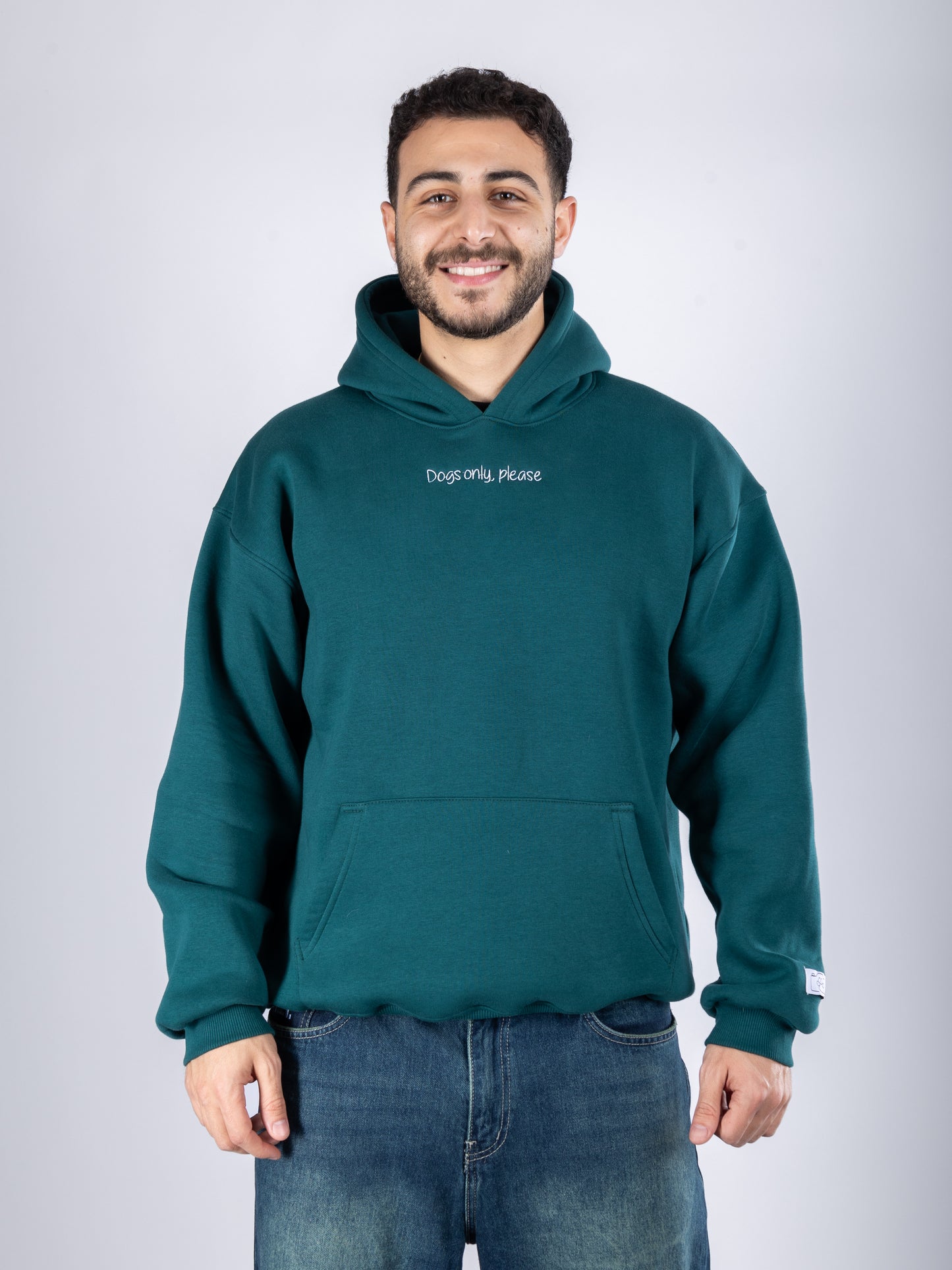 "Dogs only, please" Paw Hoodie Teal Green
