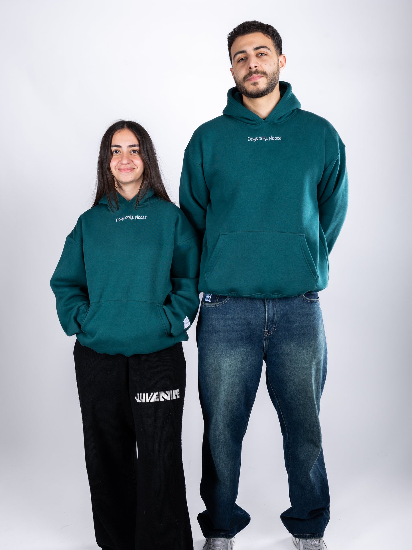 "Dogs only, please" Paw Hoodie Teal Green